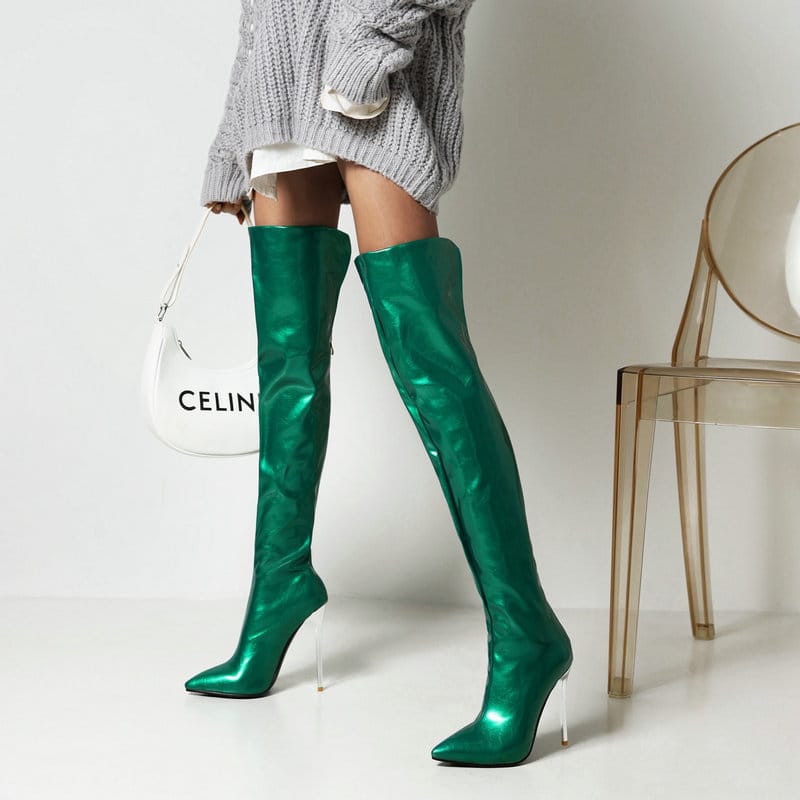 Women’s Bright Leather Pointed Toe Stiletto Heel