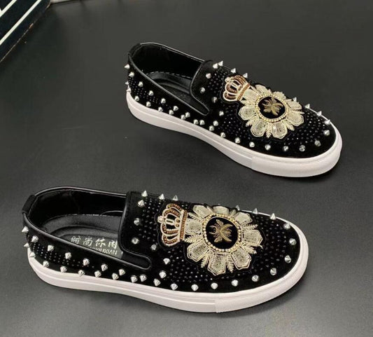 Fashion Men's Slip-on Hot Diamond Leather Motif Shoes