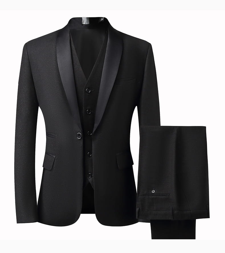 Bräutigam Anzug Herren Dreiteiliger Slim Fit Tuxedo Hochzeitsanzug