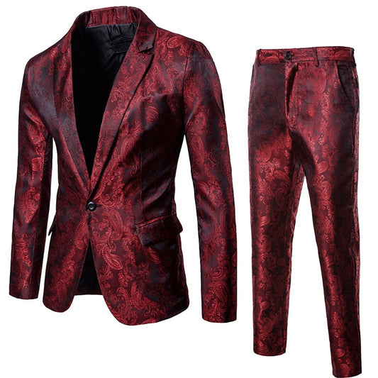 Mens Paisley Suit (Jacket+Pants) Single Breasted Suit Tuxedo Blazer - Pleasures and Sins   Pleasures and Sins