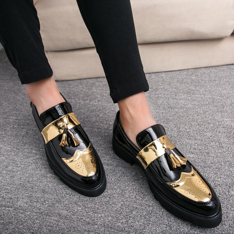 Men's British style casual faux leather brogue loafer shoes with tassels - Pleasures and Sins   Pleasures and Sins