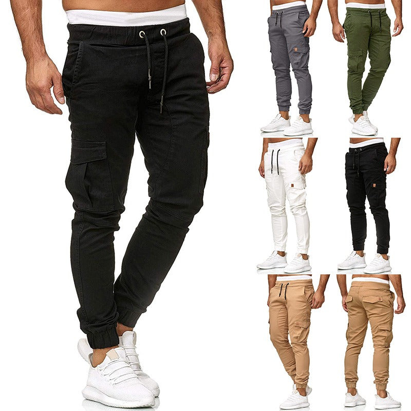 Men's Cargo Multi Pocket Skinny Fit Solid Colour Trousers - Pleasures and Sins   Pleasures and Sins