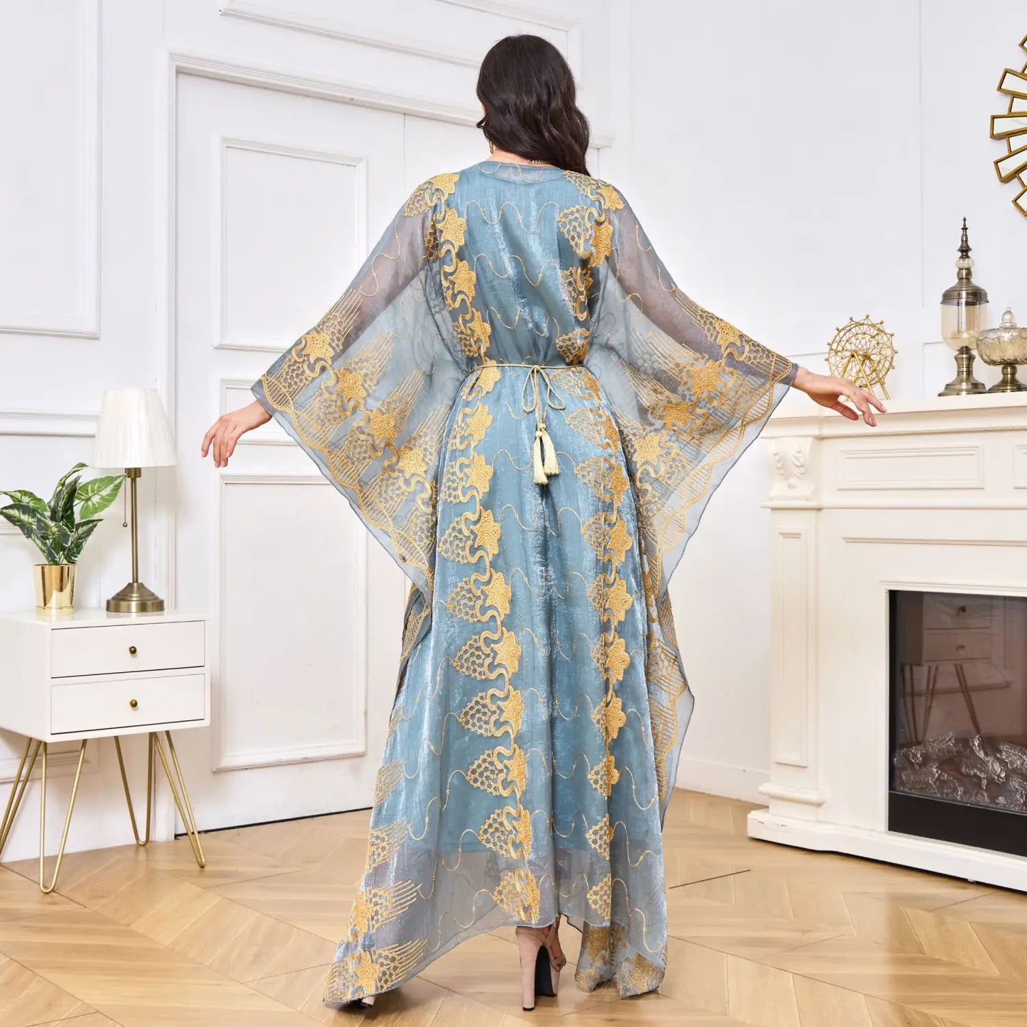 Robe musulmane marocaine brodée de perles Dîner deux pièces