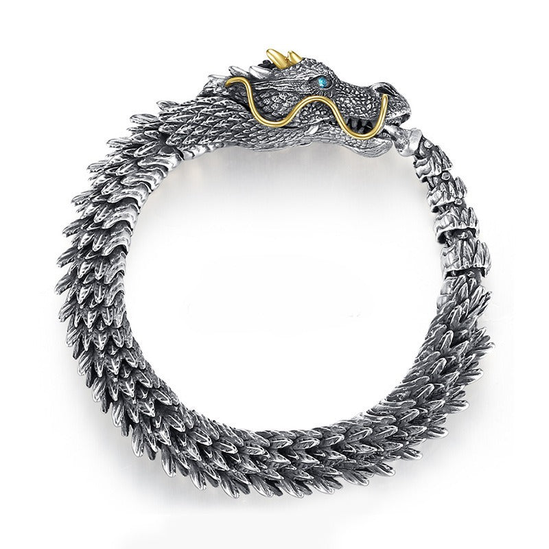 Dragon bracelet silver plated mens retro and trendy bracelet - Pleasures and Sins   Pleasures and Sins