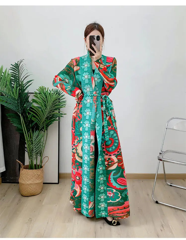 Wrap Over Muslim Robe Versatile Long Sleeved Printed Cloak (cape imprimée à manches longues)