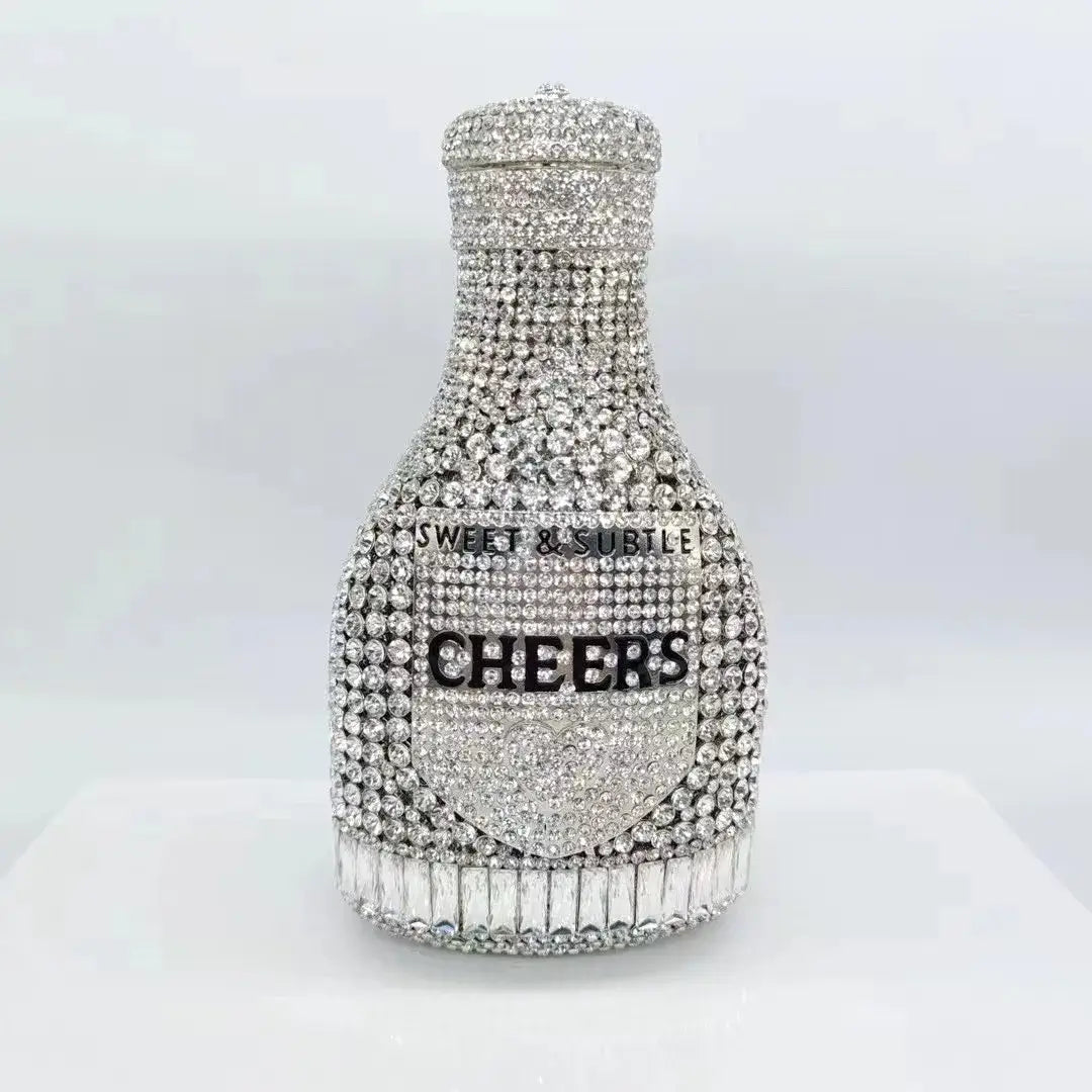 Bottle Shape Crystal Evening Bag Encrusted Bridal Bag Party