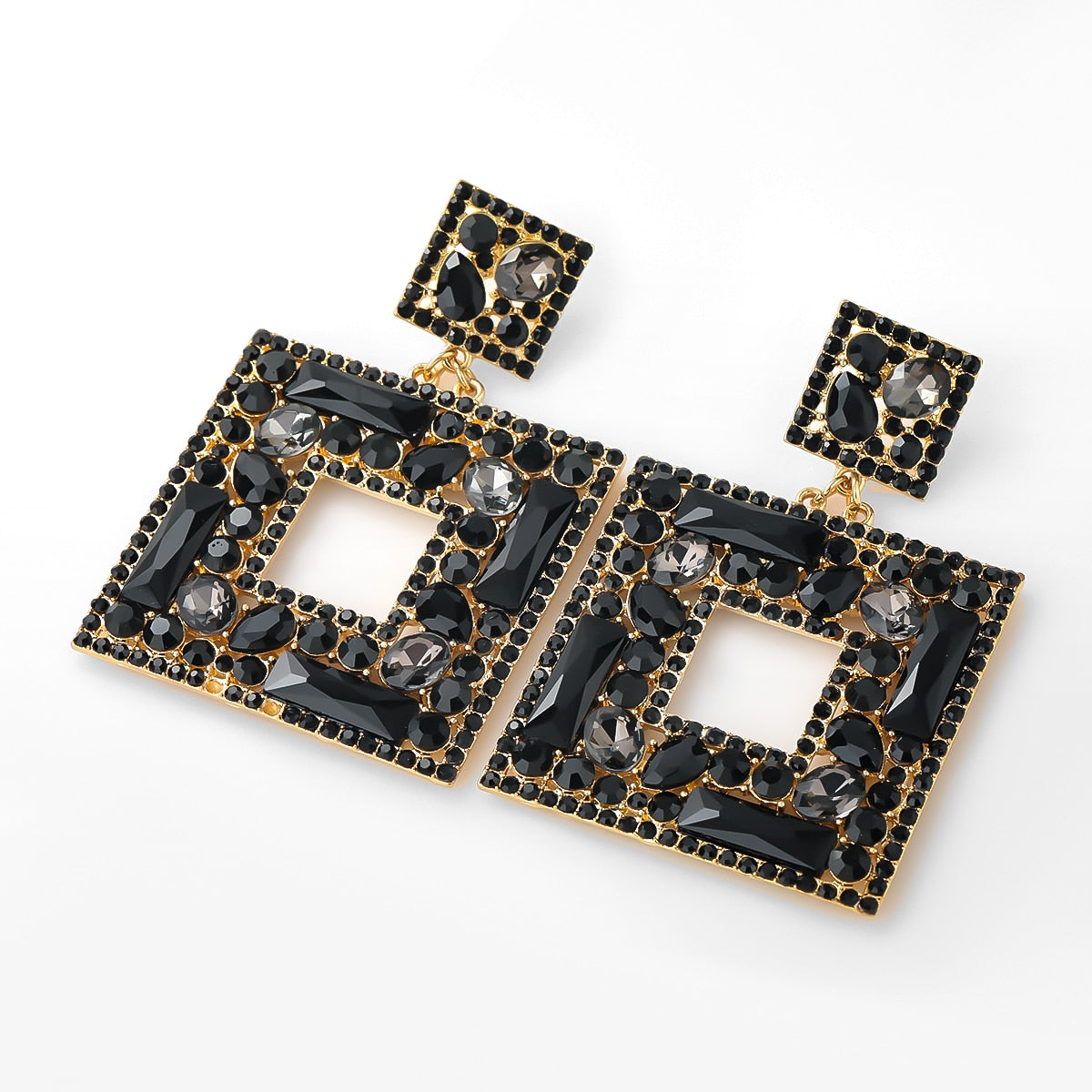 Flash Multi-layer Square Diamond Rhinestone Full Diamond Earrings - Pleasures and Sins   Pleasures and Sins