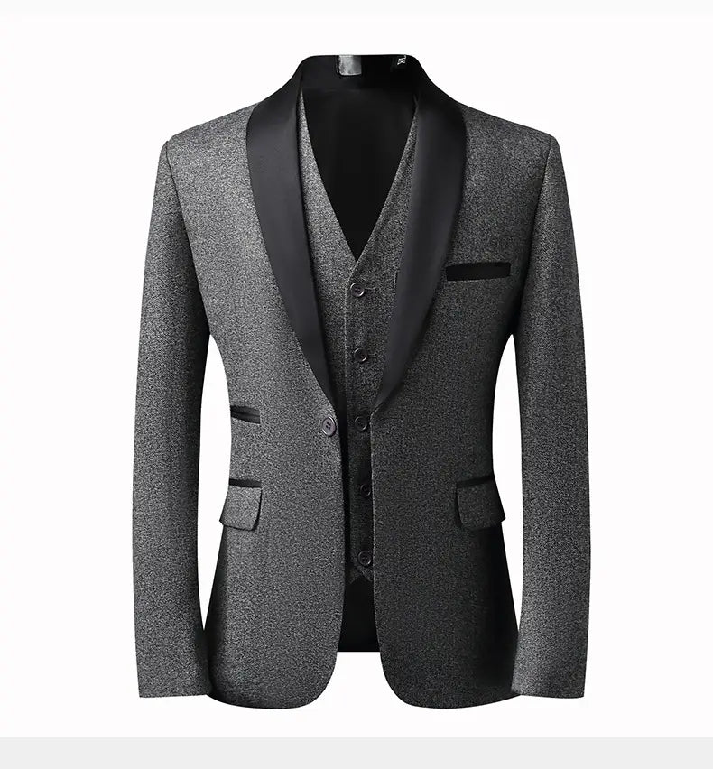 Bräutigam Anzug Herren Dreiteiliger Slim Fit Tuxedo Hochzeitsanzug