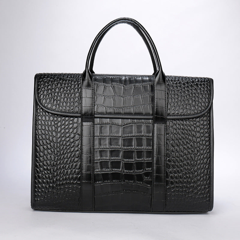 Mens Crocodile Pattern Genuine Leather Briefcase Laptop Bag - Pleasures and Sins   Pleasures and Sins