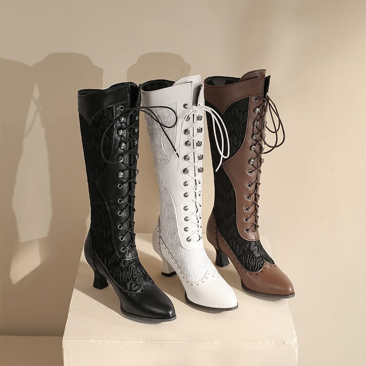 All Gender Victorian Style, Steampunk Lace-up Pointed Toe