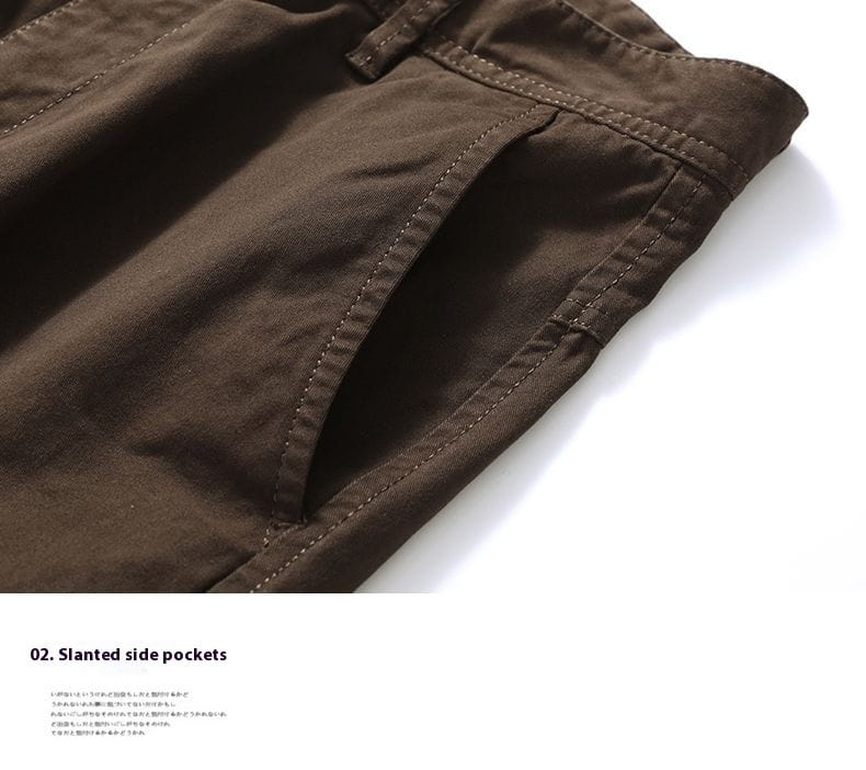 Brown Slim Fit Elastic Cargo Trousers with slanted pockets for a stylish casual look