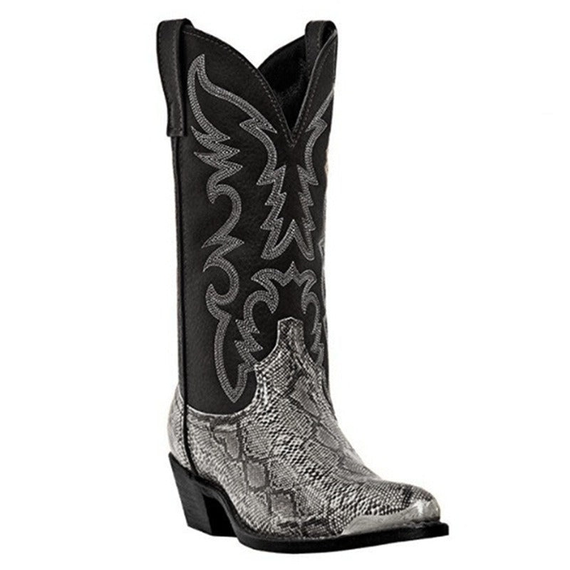 Western Cowboy Boots Casual Unisex Iron Toe Cap Snake Pattern - Pleasures and Sins   Pleasures and Sin