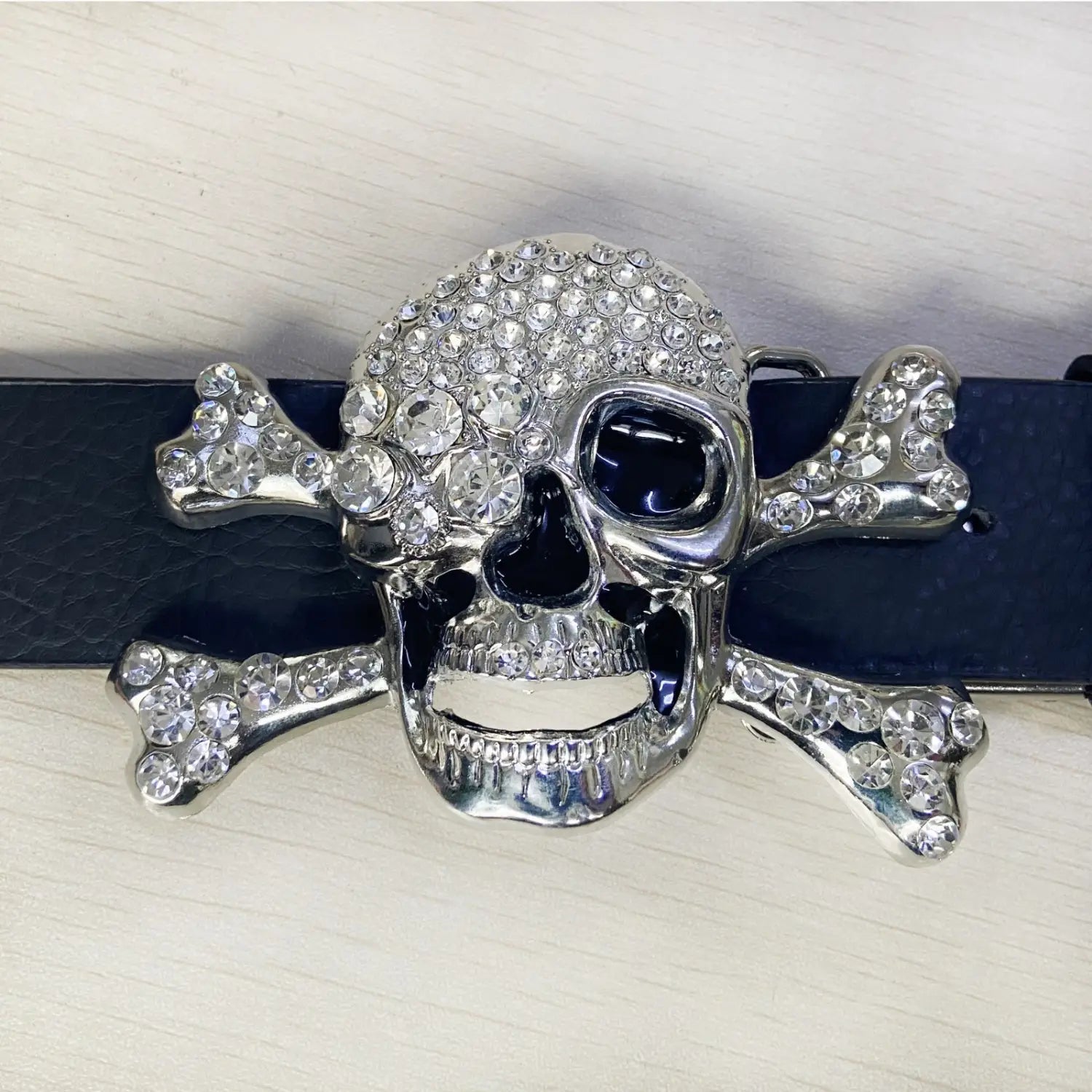 Skull Rhinestone diamante belt buckle casual diamond belt