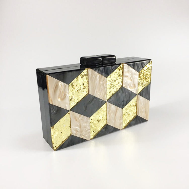 Ladies Deco Geometric Fashion Acrylic Dinner Bag - Pleasures and Sins   Pleasures and Sins