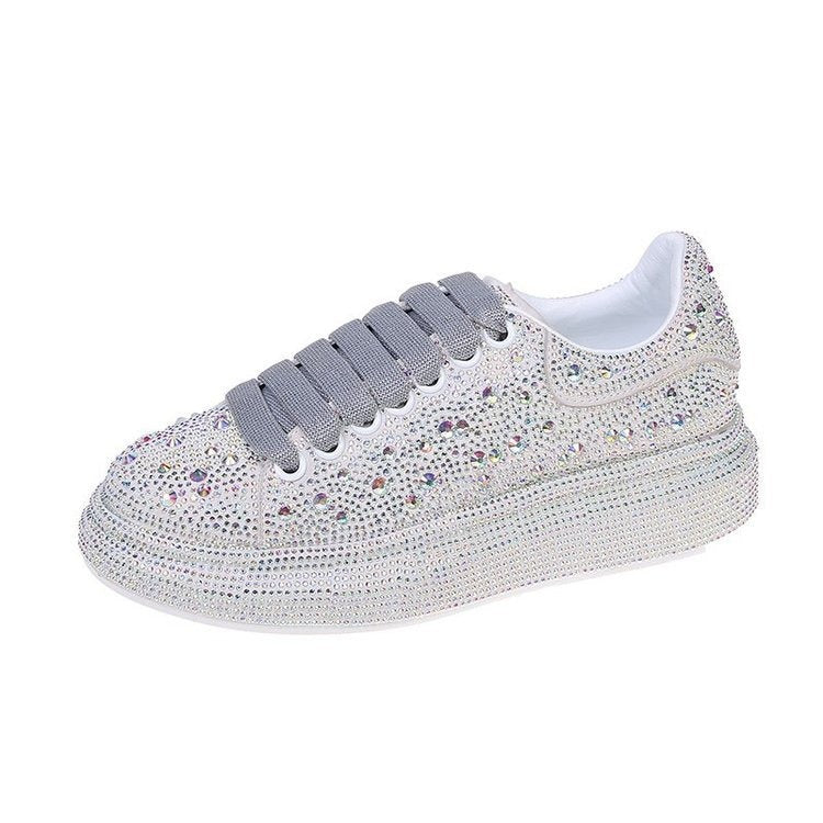 Ladies Full Rhinestone Bling Thick Sole Lace Up Leisure shoes - Pleasures and Sins   Pleasures and Sin