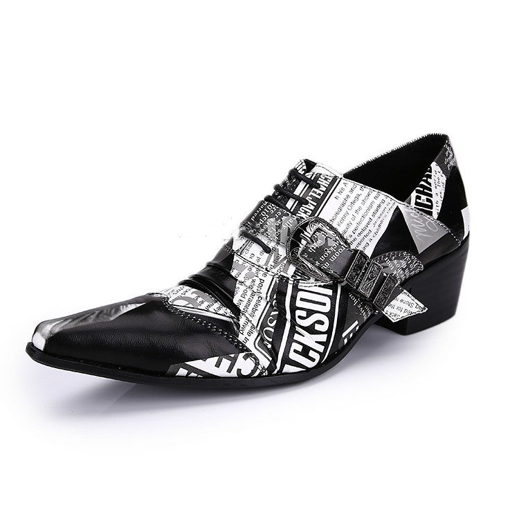 Michael Jackson newspaper Print Leather Lace-up Men's Buckle Shoes