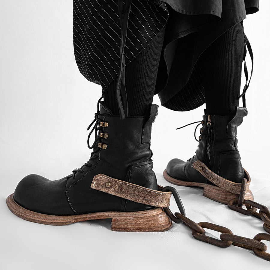 Bottines en cuir véritable de cheval faites à la main pour hommes