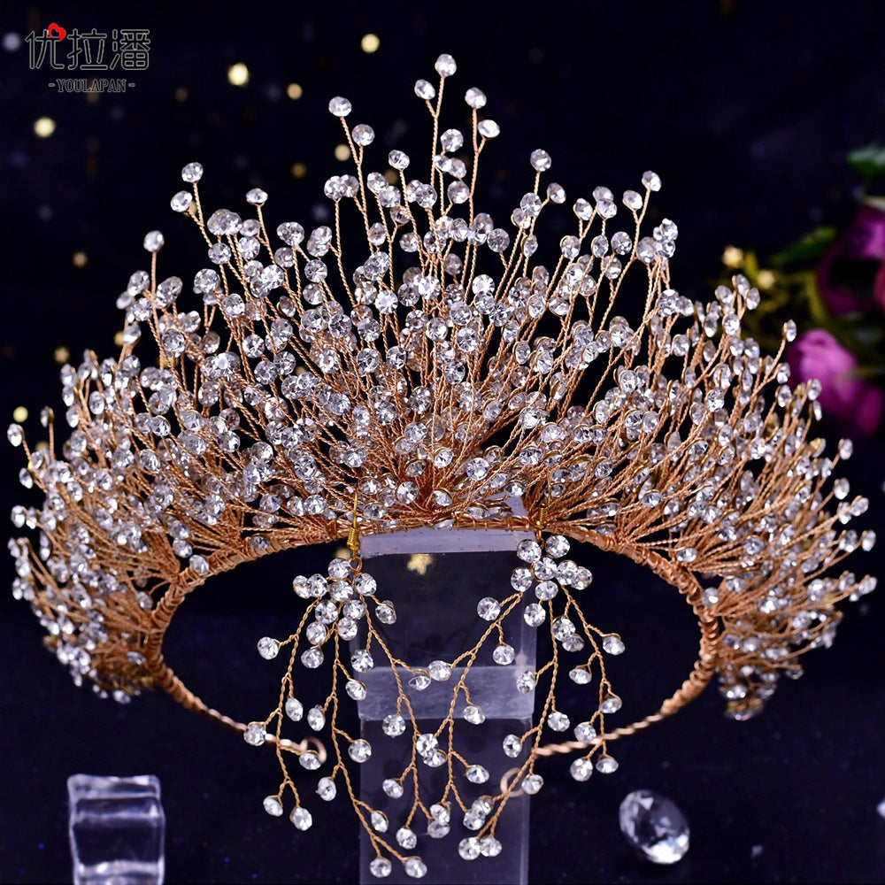 Bridal Headdress Crown Set Colored Diamond Necklace Earrings 3 pc Set - Pleasures and Sins   Pleasures and Sins