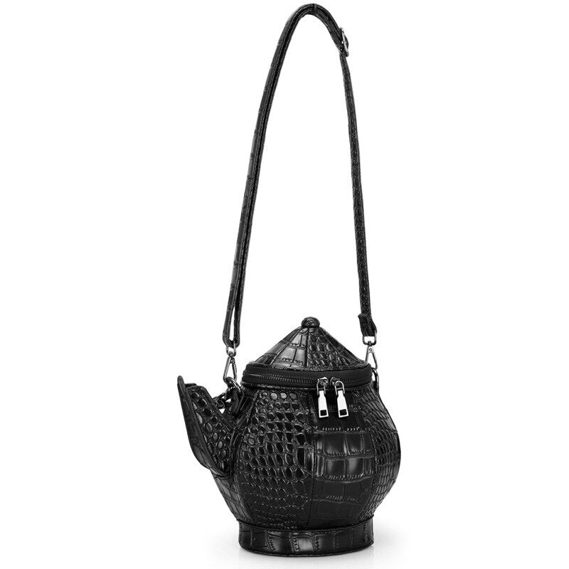 Ladies Black Teapot Shaped Shoulder Bag - Pleasures and Sins   Pleasures and Sins