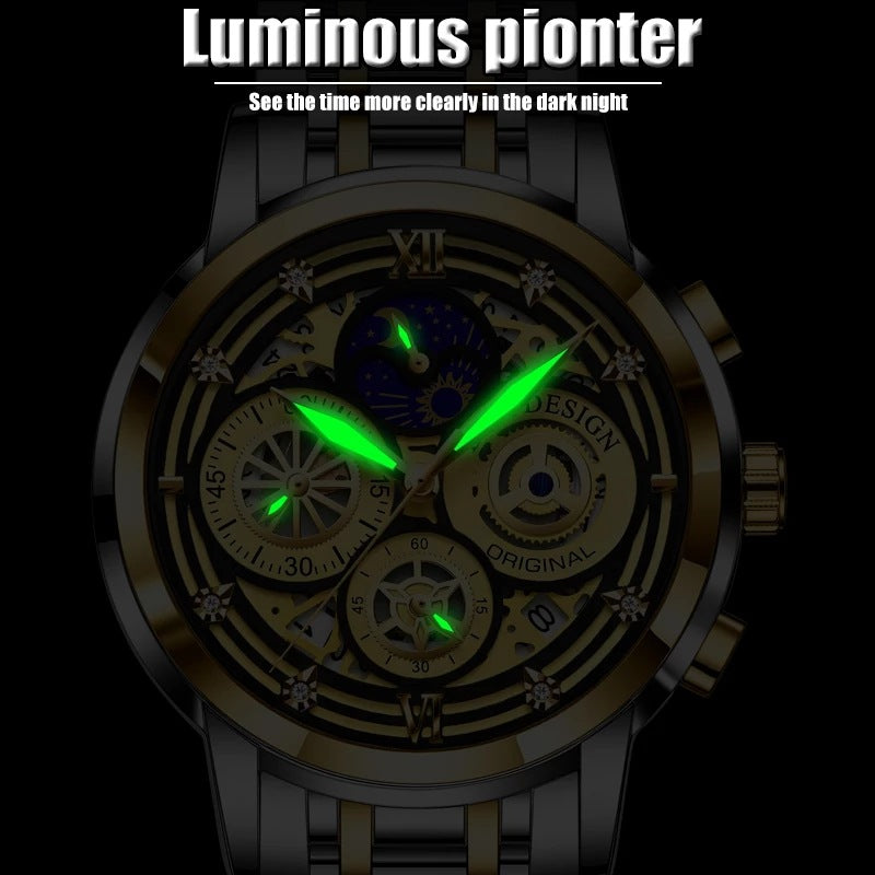 Mens Quartz Skeleton New Concept Waterproof Multifunctional Watch - Pleasures and Sins   Pleasures and Sins