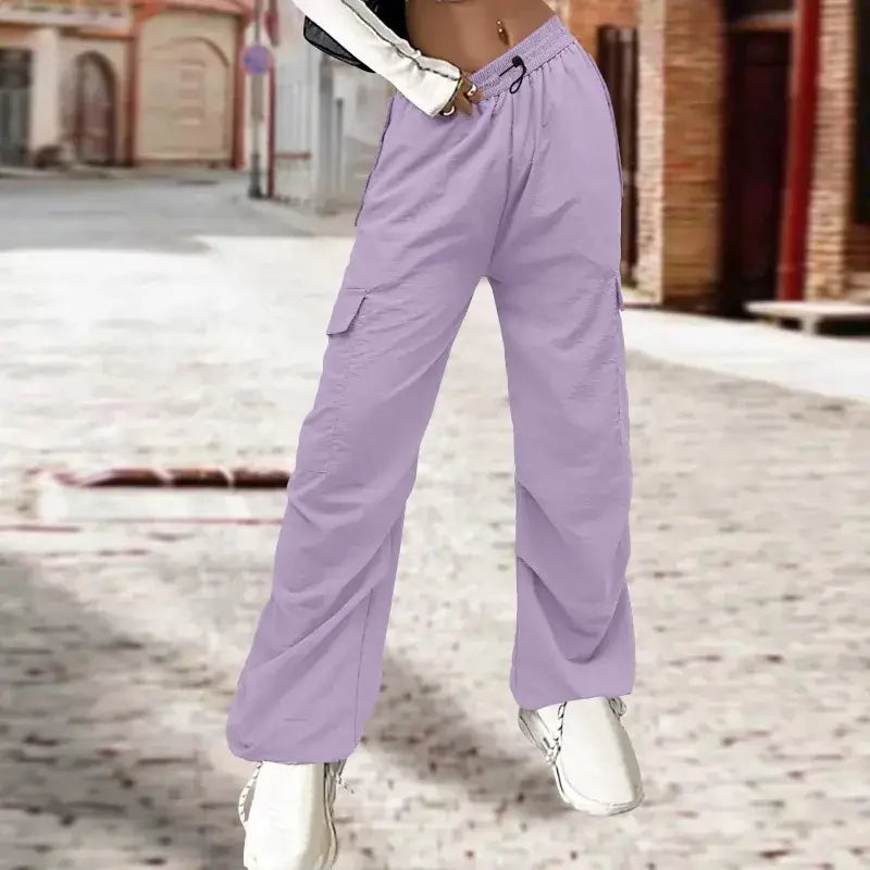 Multi Pocket Cargohose Damen Hohe Taille Locker Lässig