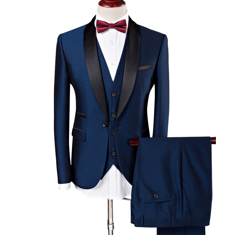 Wedding Suit For Men Shawl Collar 3 Pc Slim Fit Suit Mens Tuxedo Suit - Pleasures and Sins   Pleasures and Sins