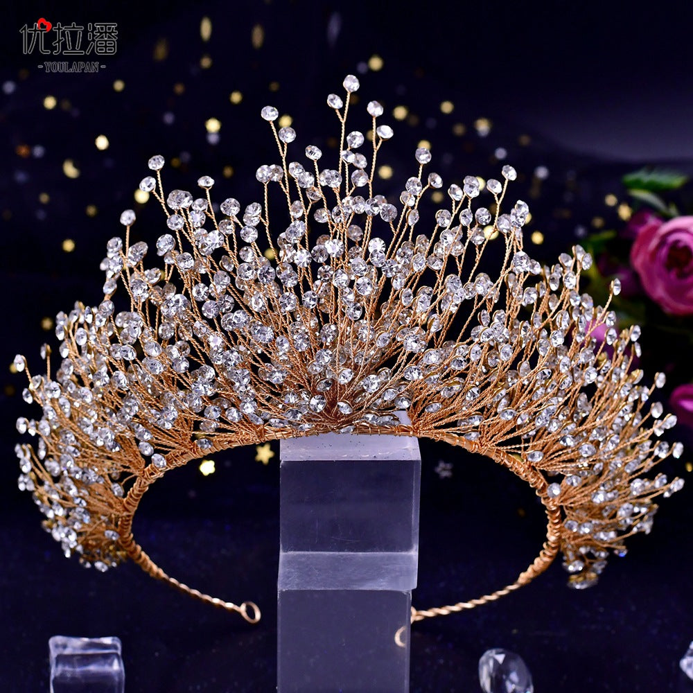 Bridal Headdress Crown Set Colored Diamond Necklace Earrings 3 pc Set - Pleasures and Sins   Pleasures and Sins