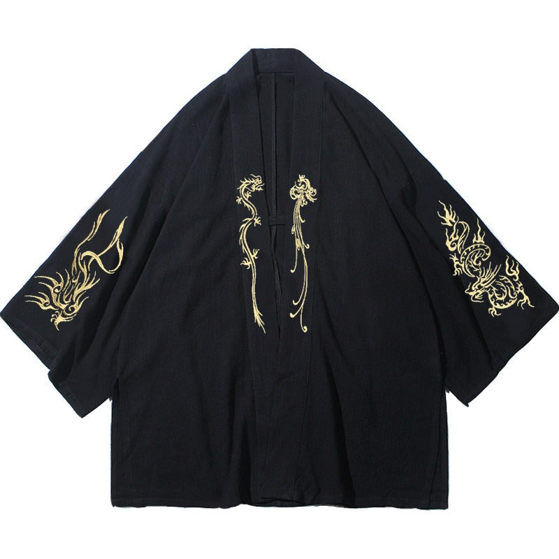 Mens Chinese Style clothing Cotton and Linen Embroidered Cardigan - Pleasures and Sins   Pleasures and Sins