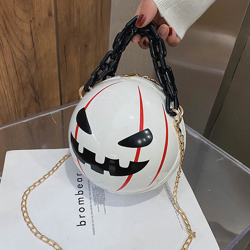 Halloween Pumpkin Ball Handbag With Chain Strap