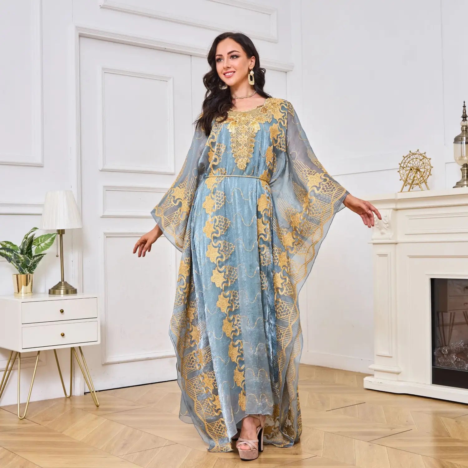 Robe musulmane marocaine brodée de perles Dîner deux pièces