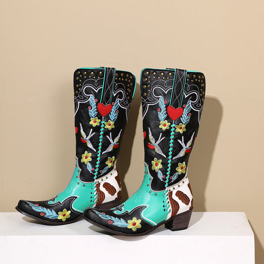 Women's Western Boots Exquisitely Embroidered - Pleasures and Sins   Pleasures and Sins