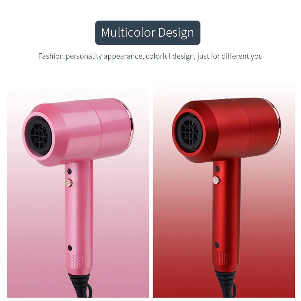 Pink and red metallic high power hair dryers for everyday salon or household use.