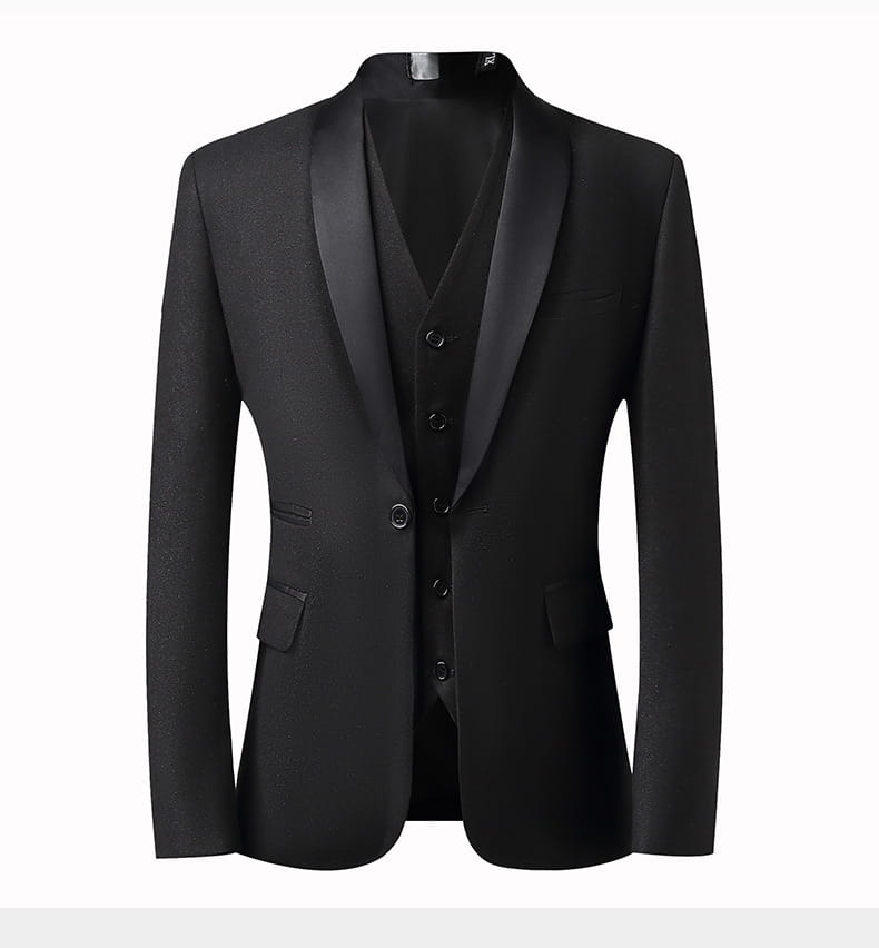 Bräutigam Anzug Herren Dreiteiliger Slim Fit Tuxedo Hochzeitsanzug