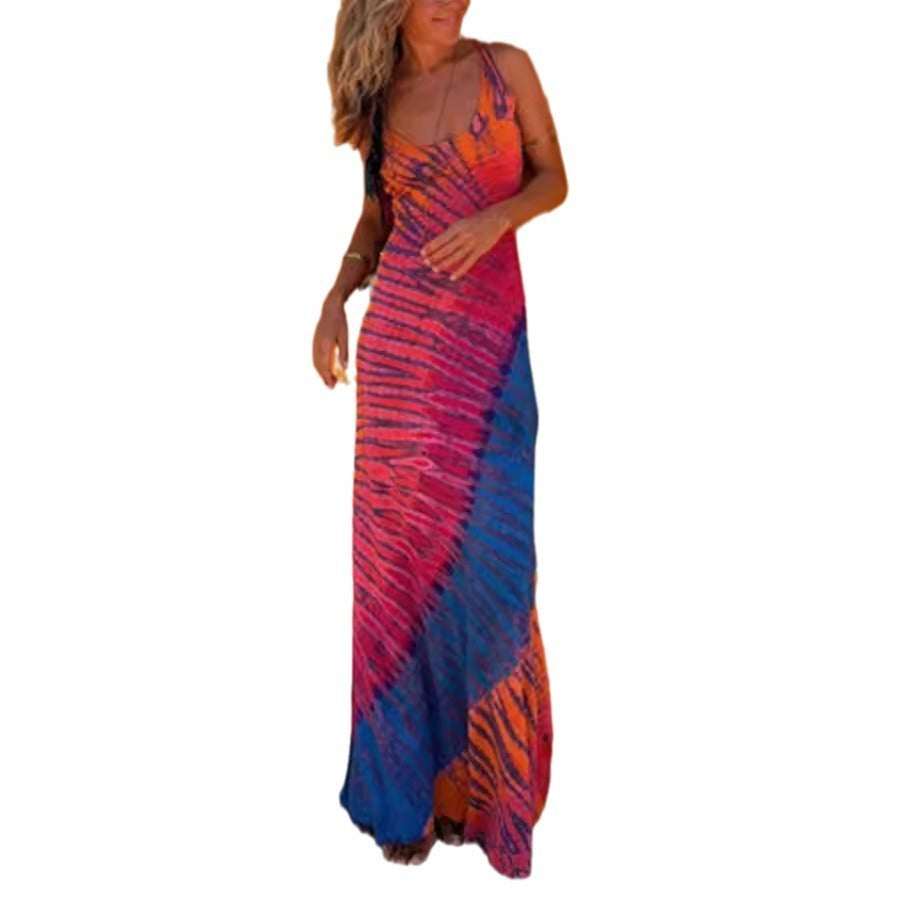 Women's vacation backless long casual dress - Pleasures and Sins   Pleasures and Sins