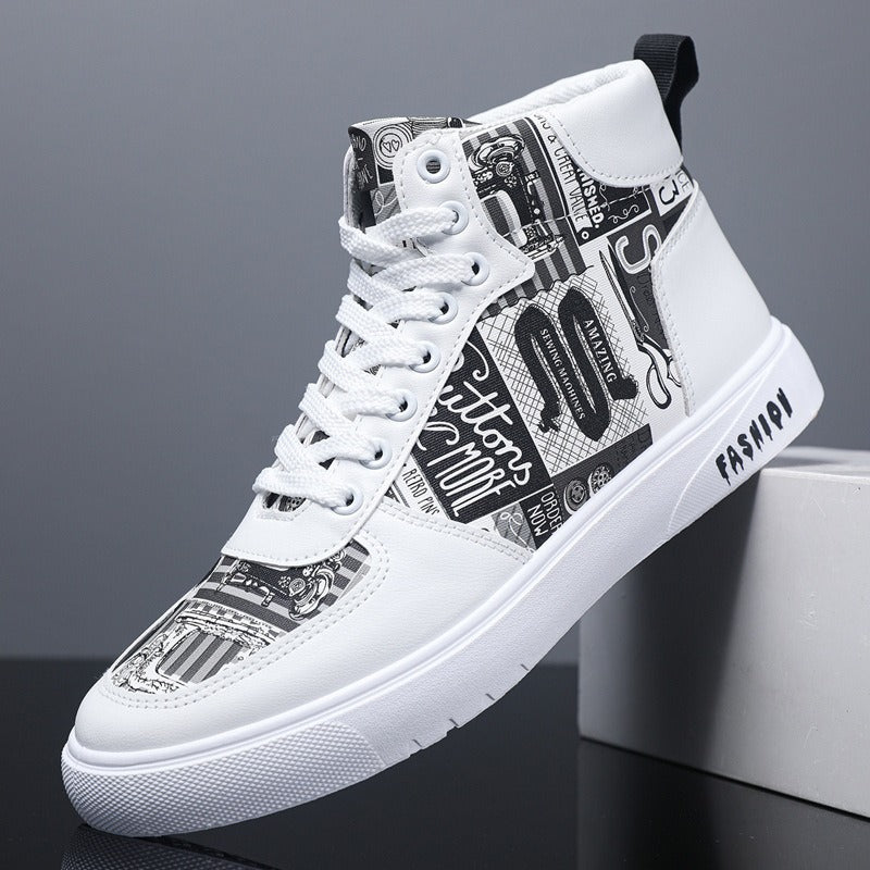 Trendy Mens Graffiti High Top Casual Sports Shoes - Pleasures and Sins   Pleasures and Sins