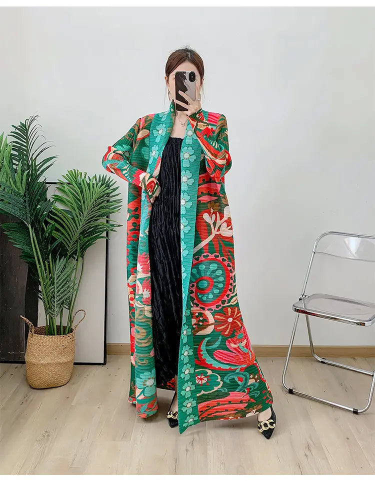 Wrap Over Muslim Robe Versatile Long Sleeved Printed Cloak (cape imprimée à manches longues)