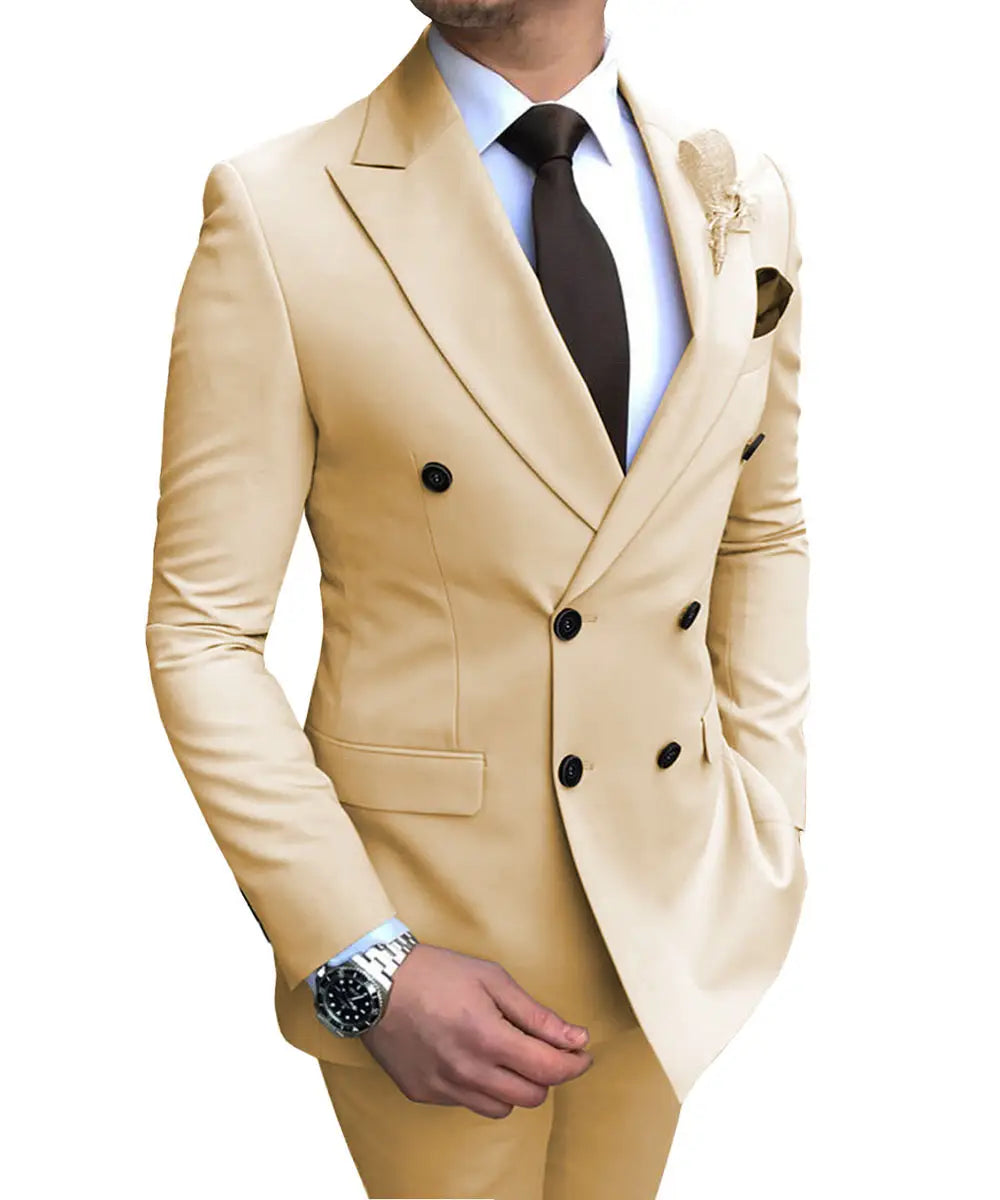 Double Breasted Wedding Groomsman Suit In 10 Colours