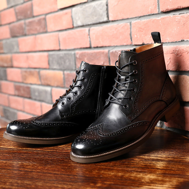 Bottines en cuir véritable de style anglais pour hommes