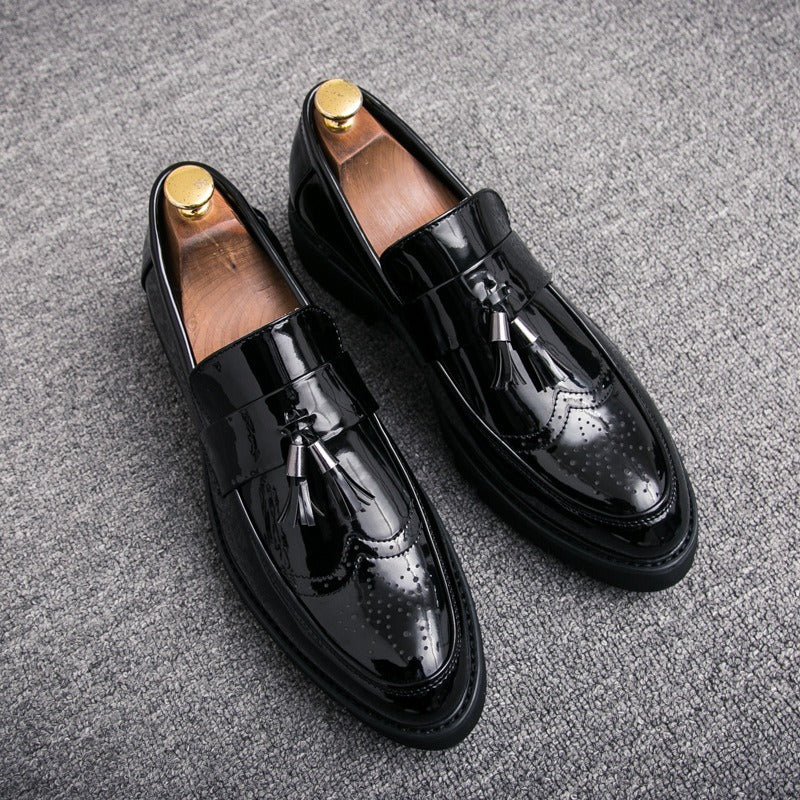 Men's British style casual faux leather brogue loafer shoes with tassels - Pleasures and Sins   Pleasures and Sins