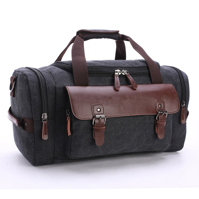 Large Capacity Vintage Style Casual Travel Bag PU Leather Canvas Bag - Pleasures and Sins   Pleasures and Sins