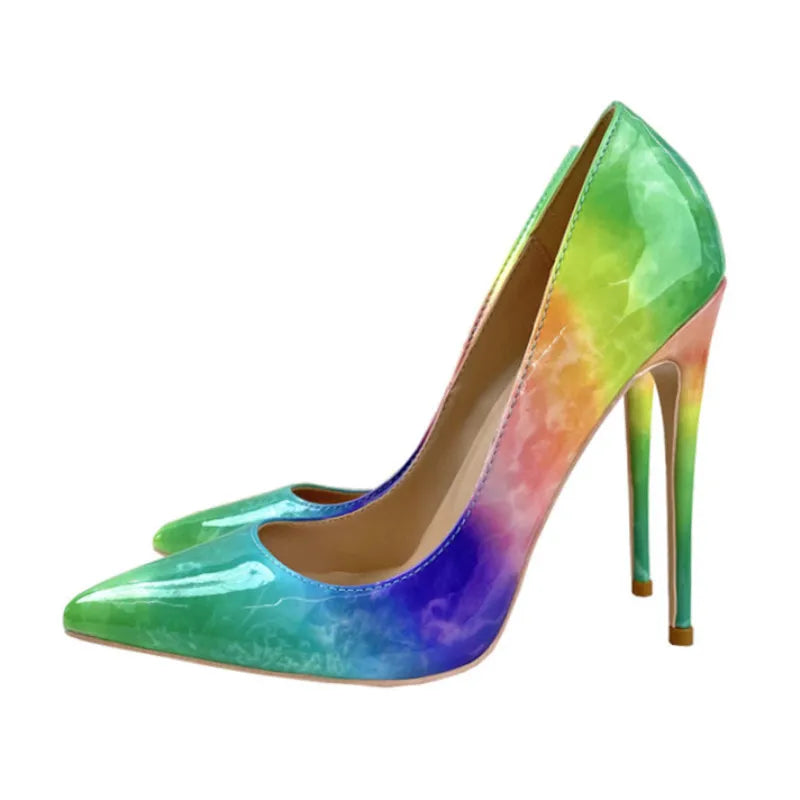 Unisex high heels, rainbow high heels, fashionable, narrow pointed toe - Pleasures and Sins   Pleasures and Sins