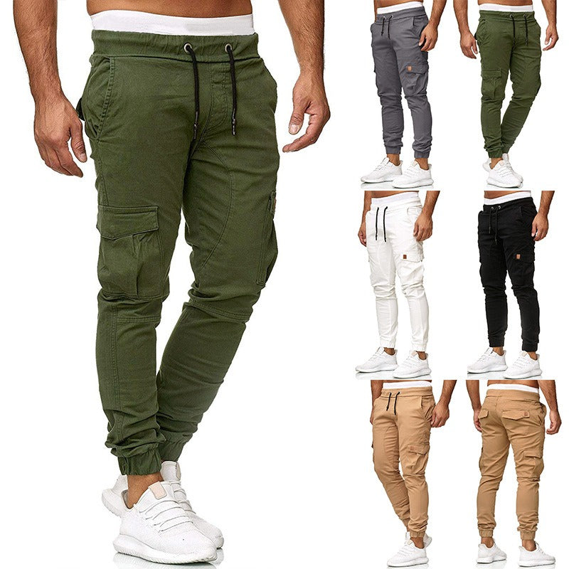 Men's Cargo Multi Pocket Skinny Fit Solid Colour Trousers - Pleasures and Sins   Pleasures and Sins