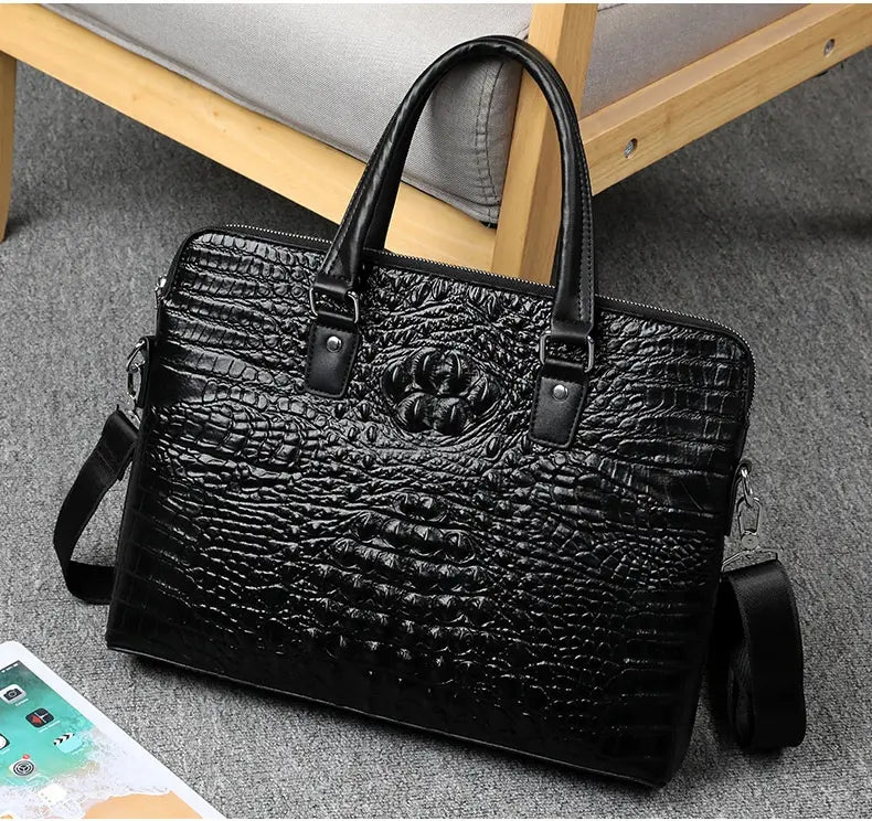 Nouveau sac d'ordinateur d'affaires pour hommes avec motif crocodile