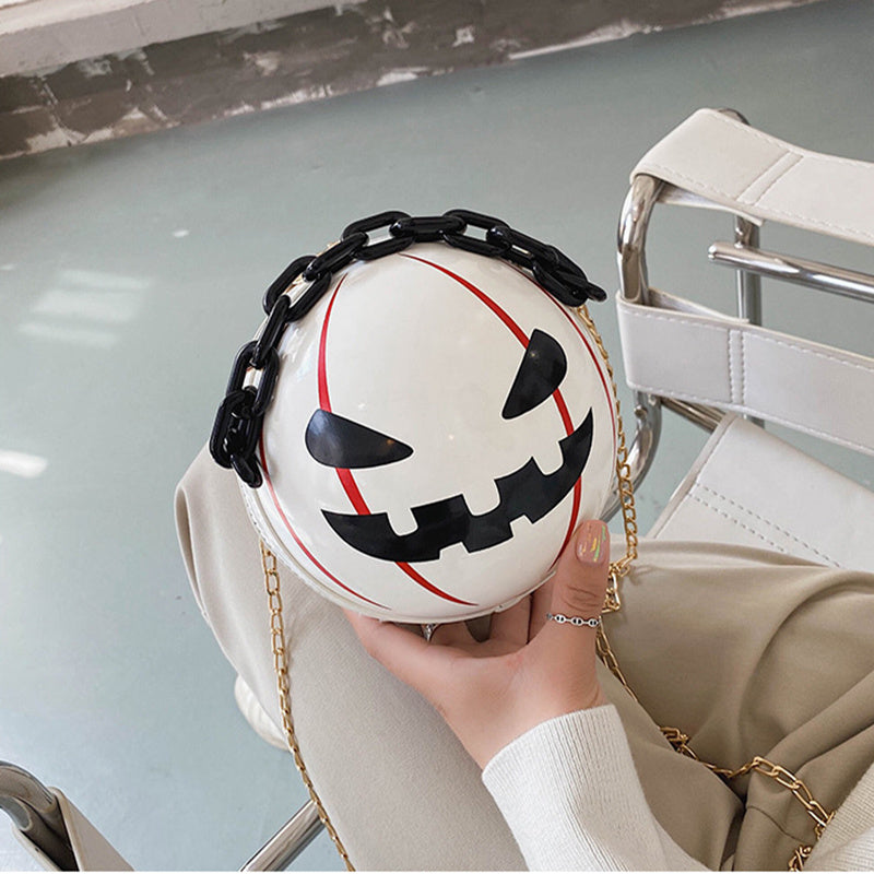 Halloween Pumpkin Ball Handbag With Chain Strap