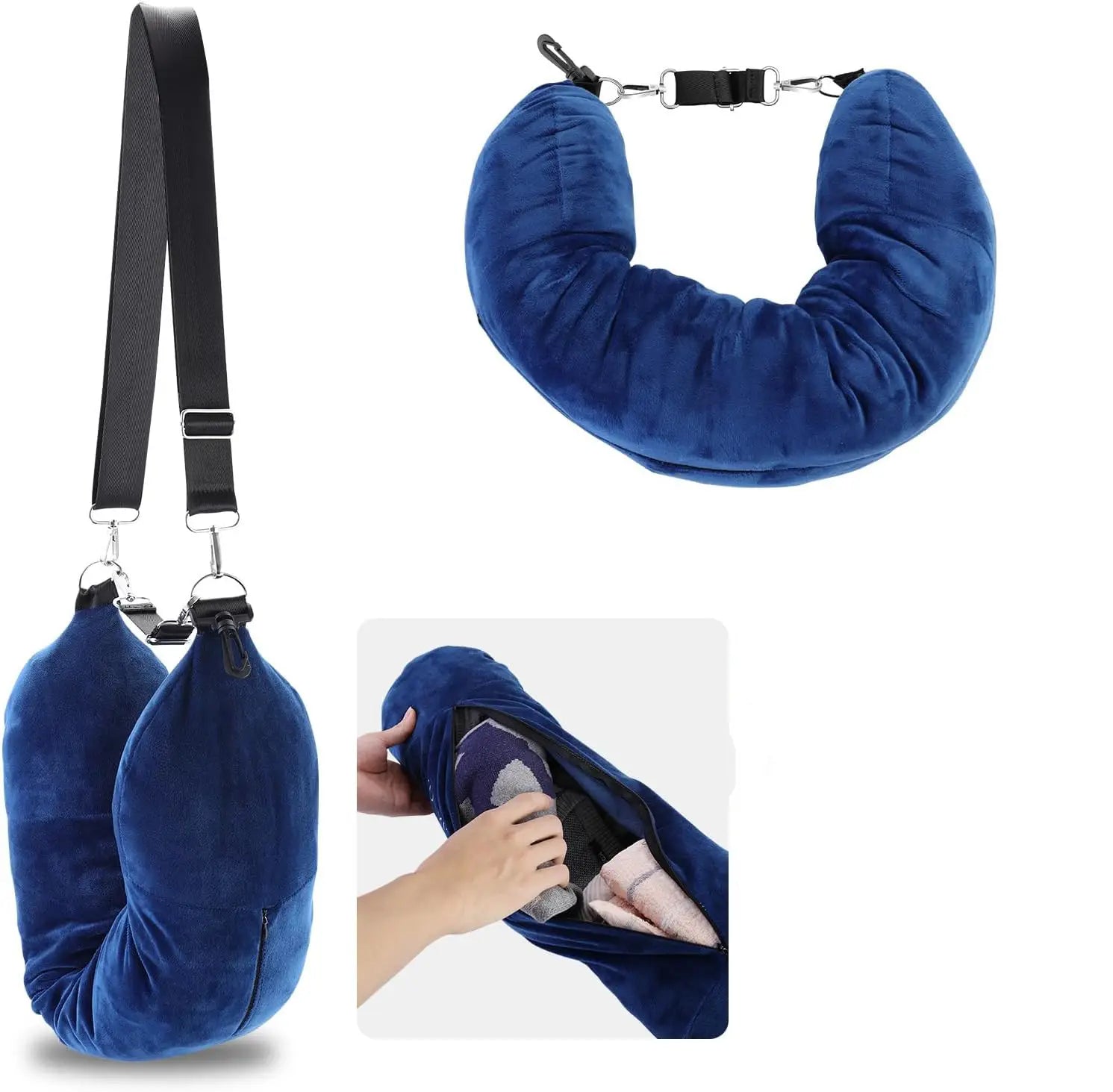 Travel pillow that can be filled with clothes travel hack