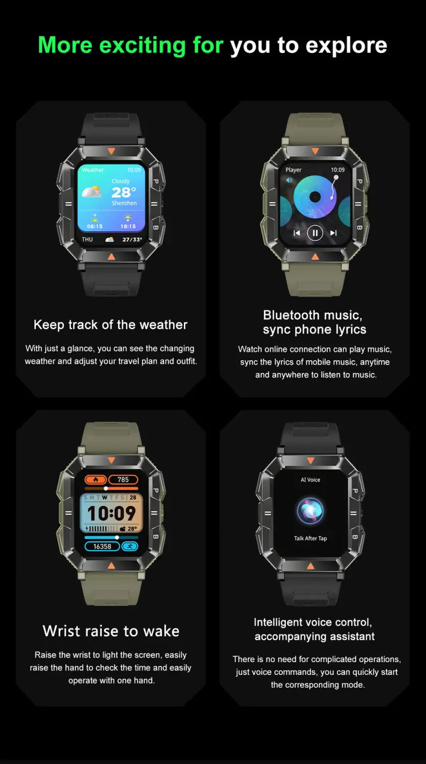 Smartwatch Bluetooth waterproof heart rate oxygen monitoring