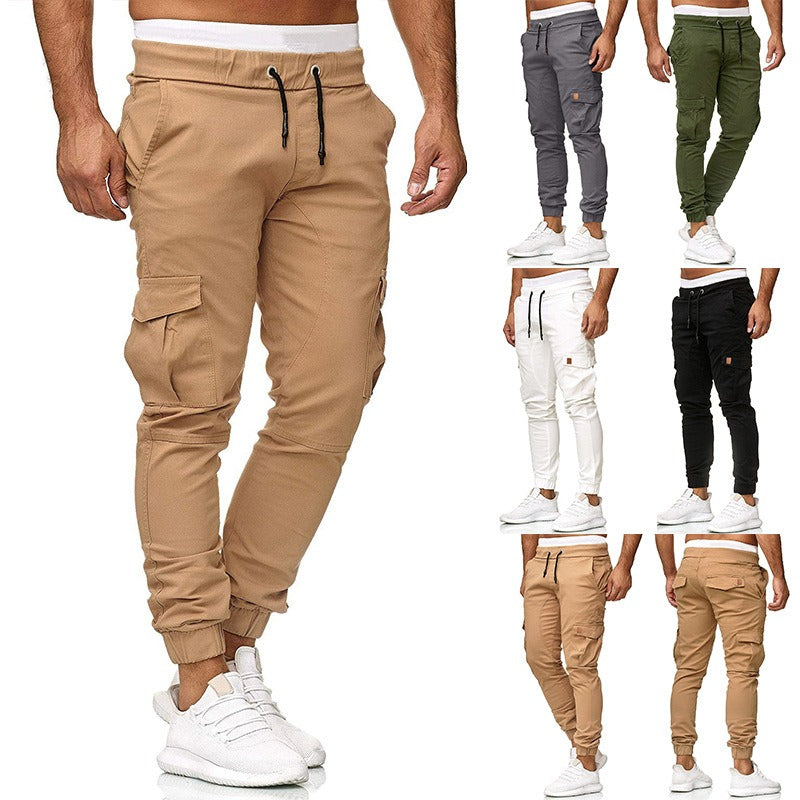 Men's Cargo Multi Pocket Skinny Fit Solid Colour Trousers - Pleasures and Sins   Pleasures and Sins