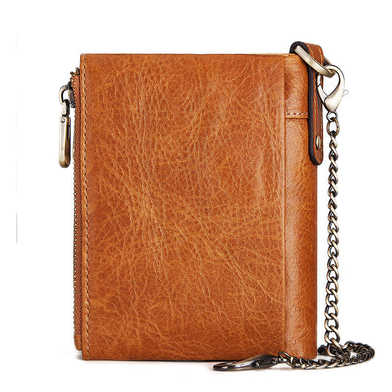 Anti-Theft Double Zip Mens Leather Wallet Multi Card Slot Coin Holder - Pleasures and Sins   Pleasures and Sins