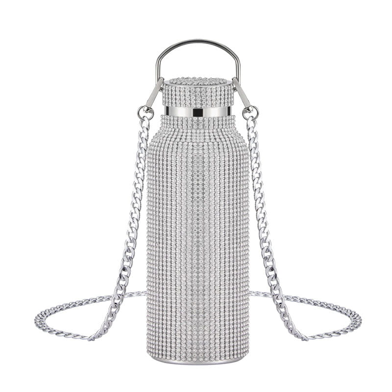 Rhinestone Encrusted Vacuum Flask High Capacity Stainless