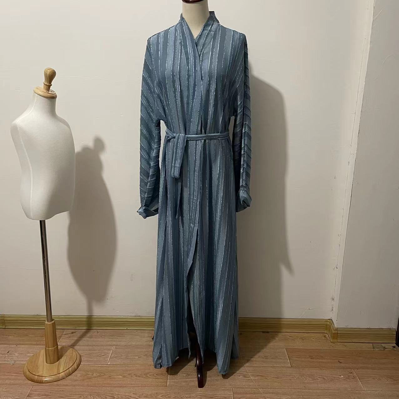 Ramadan Eid Djellaba Abaya Long Sleeve Muslim Dress With Belt Muslim Clothing Pleasures and Sins   